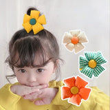 Flyshadow 1pc Handmade Colors Plaid Flower Elastic Hair Bands Cute Candy Color Sunflower Hair Rope Children Ponytail Holder Accessories