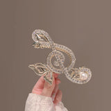 Flyshadow New Women Elegant Music Note Shape Hair Clips Luxury  Rhinestone Decor Ponytail Claw Clip ACCESSORI FOR GIRL Heawear accessory