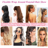 Flyshadow Synthetic Ponytail Hair Extension 32 Inch Flexible Wrap Around Pony tail Lengthened Long Curly Ponytail Women's Daily Use