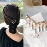 Flyshadow Sweet Light Luxury Geometry Hair Clips Jewelry Hair Clips for Women Fashion Elegance Pearl Pendant Tassel Hair Accessories