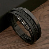 Flyshadow Classic Men's Leather Bracelet New Style Hand-woven Multi-layer Combination Accessory Fashion Man Jewelry