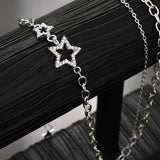 Flyshadow Y2K Star Zircon Pendant Necklace for Women Luxury Sweet Cool Girl Punk Heart Clavicle Chain 2024 New Fashion Jewelry Party Gift