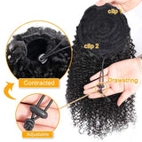 Flyshadow 14Inch Kinky Curly Ponytail Short Curly Horse Tail Synthetic Drawstring Clip in Ponytail Hair Extension for Women Daily Used