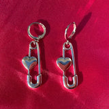 Flyshadow Y2K Pin Heart Hoop Earrings Korean Fashion INS Earrings for Women Unique Punk Aesthetic Jewelry Goth Egirl Accessories