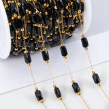 Flyshadow 2Meters 1Meter Stainless Steel Crystal Bead Chains Black Natural Stone Necklace Supplies for Earring Bracelet Jewelry Making DIY