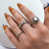 Flyshadow Rings Couples Accessories INS Fashion Vintage Twist Design Round Shape Geometric Jewelry