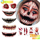 Flyshadow 10/2pcs Halloween Waterproof Temporary Tattoo Stickers Bloody Makeup Zombie Scar Tattoo Decoration Wound Horror Blood Sticker