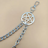 Flyshadow Punk Metal Chain Pentagram Keychains For Men Women Waist Key Chain Trouser Jeans Hip-hop Pants Belt Gothic Rock Emo Accessories