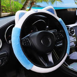 Flyshadow Cute Cartoon Plush Kitten Warm Car without Inner Ring Steering Wheel Cover Car Accessories Suitable for 14.5-15INCH