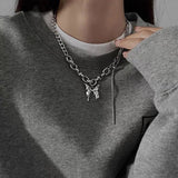 Flyshadow Streetwear Fashion Link Chain Splicing Clavicle Chain Autumn Winter Fashion Butterfly Necklace for Women Sweater Choker Chains