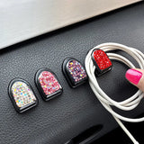 Flyshadow 20Pcs/Set Rhinestone Car Phone Holder Universal Auto Interior Hooks Sticker Pad Set Pink Bling Car Accessories for Women