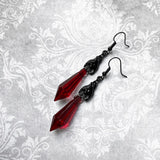 Flyshadow Black Bat Earrings with Red Teardrop Beads, Earrings, Gothic Jewelry,Alternative Jewelry,Gothic Gift for Her,Bat Lover,Halloween