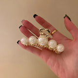 Flyshadow Delicate Hair Clip Pearl Barrettes Female Grip Elegant Hair Accessory with Metal Heart