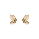 Flyshadow New White Enamel Oil Butterfly Stud Earrings for Women Cute Insect Girl Small Gift Korean Fashion Sweet Golden Color Jewelry