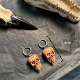 Flyshadow Goth Skull Earrings Halloween Handmade Skull Tooth Hoop Earrings Resin Gothic Punk Style Dark Horror Jewelry  Dangle Women Gift