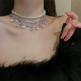 Flyshadow Exaggerated Diamond Tassel Temperament Light Luxury Clavicle Chain Series Ins Elegant High-Grade Cold Wind Jewelry