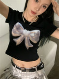 Flyshadow Fashion Tees Women Chic Slim New Short Sleeve Summer Printed Sexy 2024 Office Lady High Street T-Shirts Daily