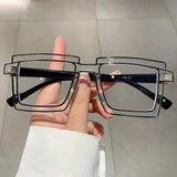 Flyshadow Vintage Square Eyeglasses New Cute Cartoon Style Blue Light Blocking Spectacles Ins Trendy Optical Computer Eyewear