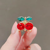 Flyshadow 2PC Lovely Small Cherry Hair Claw Clips Accessories For Women Girls Candy rhinestones Hairpin Crab Popular Red Headwear Ornament