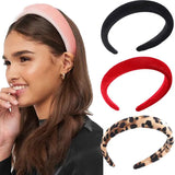 Flyshadow Pearl  Padded Hairband Headband for Women Velvet Retro Hair Band Hoop Sponge Head Bands Winter Hair Accessories