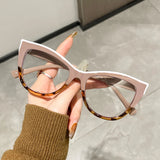 Flyshadow Oversized Retro Anti Blue Light Glasses Women Cat Eye Optical Spectacles Frame Tr90 Eyeglasses Ladies Colored Computer Eyewear