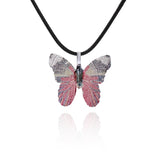 Flyshadow Cute Colorful Butterfly Necklace For Women Girls Natural Real Leaf Cut Butterflies Shape Aesthetic Rope Pendant Necklace Jewelry