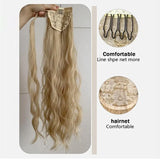 Flyshadow Corn Wavy Ponytail Extended Winding Long Curly Wavy Ponytail Extended Synthetic Blonde Ponytail Wig For Female Girl