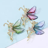 Flyshadow Ladies Exquisite Angel Inlaid Zircon Brooch Alloy Rhinestone Sequin Corsage Butterfly Fairy Wings Brooch Dancer Banquet Gift