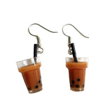 Flyshadow Creative Bubble Milk Tea Cup Drop Earrings for Women Fashion Handmade Resin Cute Bottles Earring Girls Party Jewelry Accessories