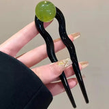 Flyshadow Fashion Colored U-Shaped Hairpin Hair Fork Trendy Acrylic Material Hair Clip for Women Girls Retro Jewelry Headwear Accessories