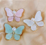 Flyshadow Sparkling utterfly Brooch Colorful Enamel Lapel Pins For Women Imitation pearl Badge Accessories Fashion Party Gift Jewelry