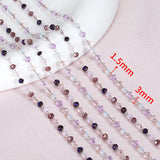 Flyshadow 2Meters 1Meter Stainless Steel Chains Purple 3mm Crystal Bead Necklace Chain Sweater Chain Component Jewelry Making DIY Supplies