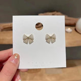 Flyshadow New Bow Style Earrings For Women's Light Luxury Style High Quality Sweet Imitation Pearl Earrings Party Jewelry Gift