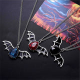 Flyshadow Gothic Bat Crystal Pendant Necklace Retro Acrylic Gemstone Necklace For Women Men Fashion Party Jewelry Dropshipping