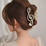 Flyshadow New Women Elegant Music Note Shape Hair Clips Luxury  Rhinestone Decor Ponytail Claw Clip ACCESSORI FOR GIRL Heawear accessory