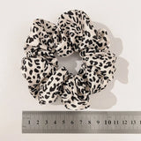 Flyshadow Vintage Leopard Plaid Pattern Hair Ropes Big Size Soft Silk Elastic Hair Ties Elegant Women Ponytail Holder Hair Scrunchies