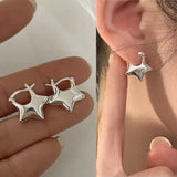 Flyshadow Fashion Y2K Simple Design Pentagram Stud Earrings Girls Star Ear Studs Women Earring Party Jewelry Gifts