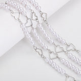 Flyshadow 2Meters 1Meter Love Heart Charms Pendant Imitation Pearl Beads Chains for Necklace Bracelet Jewelry Making DIY Accessories