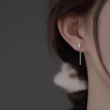 Flyshadow 2024 New Korean Star Ear Wire Tassel Thread Chain Climb Star Pendants Drop Earrings Women's Straight Hanging Earings Jewelry