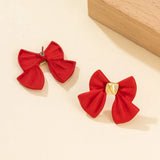 Flyshadow Red Bow Ladies Earing Korean Fashion Exclusive 2024 Wedding Club Party Eardrop For Women Fashion Jewelry Accessories Y2k New