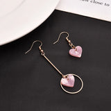 Flyshadow Asymmetric Round Heart Dangle Earrings for Women Statement Jewelry Party Trendy Romantic Pink Acrylic Love Drop Earrings