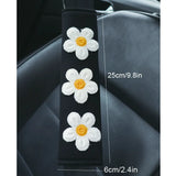 Flyshadow 2pcs Ice Silk Flower Shoulder Protector Cartoon Creative Car Seat Belt Shoulder Protector Small Flower Car Interior Accessories