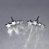 Flyshadow Needle Exquisite Shining Zircon Stars Stud Earrings Girls Simple Design Earrings Women New Korean Trendy Y2K Jewelry