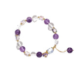 Flyshadow Natural Purple Crystal Bracelet for Women Sweet Glass Beads Fine Jewelry Unique Design Student Bestie Friendship Gifts 2024 New