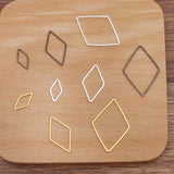 Flyshadow 20pcs Geometric Diamond Shape Charm Gold Color Pendants Bezels Hollow Pressed Charm for Resin Frame Mold DIY Jewelry Making