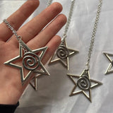 Flyshadow Punk Jewelry Spiral Star Pendant Necklace Charms Korean Fashion Chains Necklace for Women Goth Accessories Grunge Choker