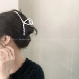 Flyshadow Korea New Fashion Niche Design Color Rhinestone Metal Bow Hairpin Grab Clip Headdress Hair Accessories Women Party Gifts