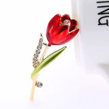 Flyshadow Elegant Tulip Rhinestone Flower Brooch Pin Crystal Costume Jewelry Clothes Accessories Jewelry Brooches Gift  Wedding Pins