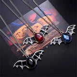 Flyshadow Gothic Bat Crystal Pendant Necklace Retro Acrylic Gemstone Necklace For Women Men Fashion Party Jewelry Dropshipping