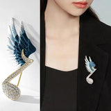 Flyshadow Fashion Rhinestone Flying Wing Music Note Brooches Women Jewelry Coat Scarf Office Party Brooch Pins Clothing Accessories Gift